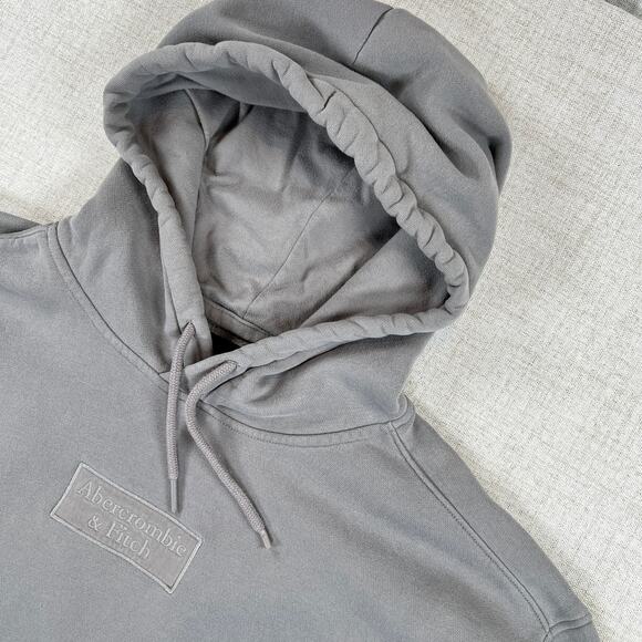 Abercrombie & Fitch Embroidered Brand Hoodie Sweatshirt Men's L Gray A&F - Picture 3 of 10